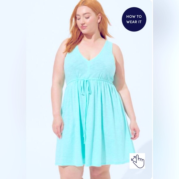 Mini Cotton Slub Front Tie Cover-Up Dress ๐ size 2x - Picture 1 of 5